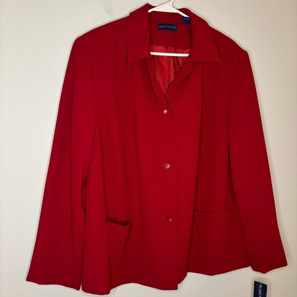KAREN SCOTT NEW Blazer Womens 20W Red Plus Lined Collared Professional - Picture 4 of 6